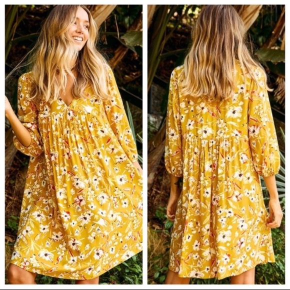 New Comfy Lightweight Boho Floral Tunic Dress - Picture 3 of 5